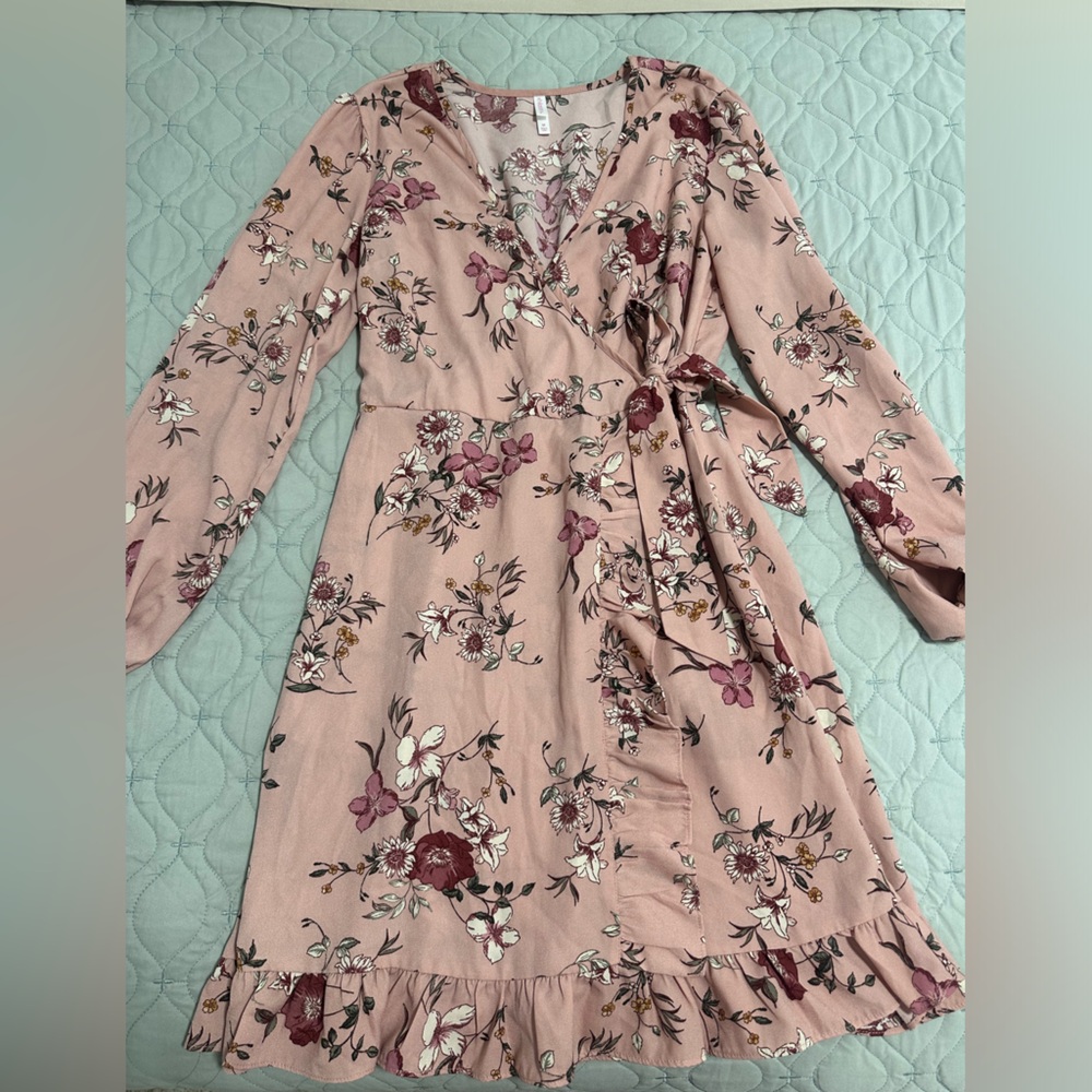 Floral Pink Wrap Dress
